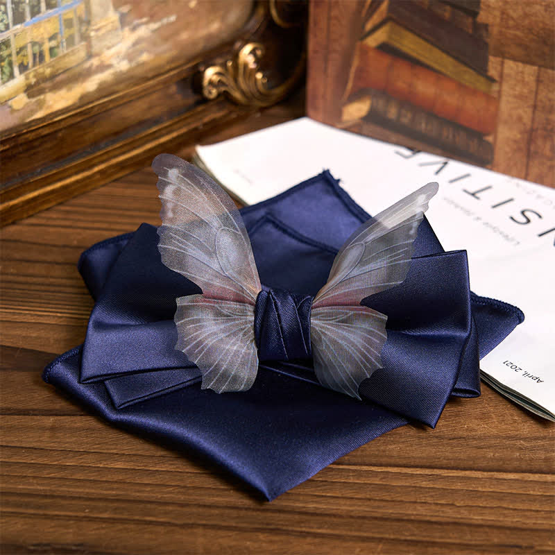 Set da taschino con papillon e fazzoletto da taschino a farfalla in organza vintage da uomo - Marina Militare - Papillon + fazzoletto da taschino - image 12