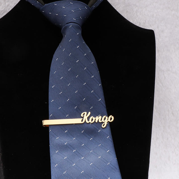 Personalizza il tuo nome per la barra della cravatta nuziale per abito - Oro - image 1