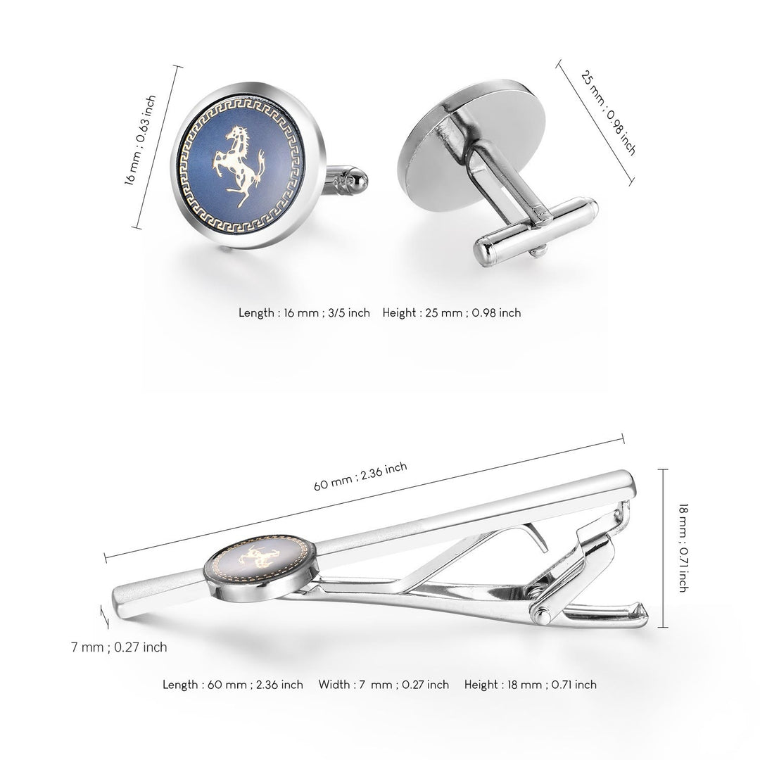 Set di gemelli con fermacravatta a forma di cavallo in corsa per abito da sposa - image 6
