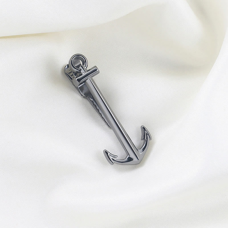 Fermacravatta con ancora grigio scuro per abbigliamento maschile - image 1