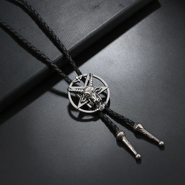Cravatta Bolo Vintage Hexagram Bull Moose Astrolabe - Argento antico - image 2