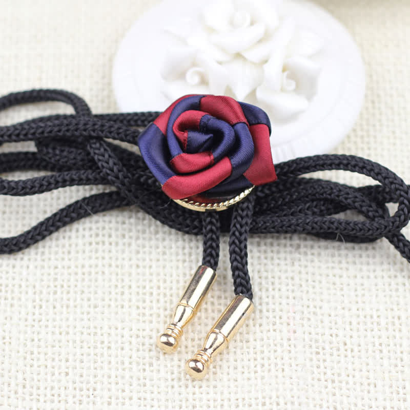 Cravatta elegante con ciondolo rosa bordeaux e blu scuro - image 1