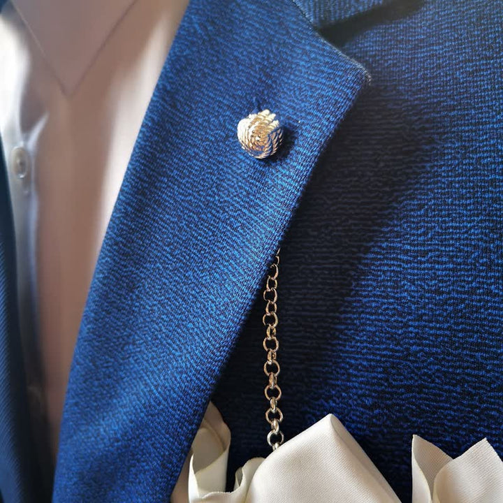 Spilla da uomo con catena da bavero con nodo da marinaio e catena pendente - Argento - image 0
