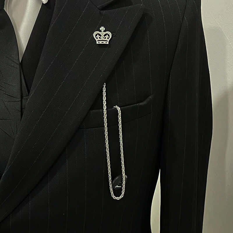 Spilla da uomo con catena pendente a forma di bavero per smoking e camicia - image 2