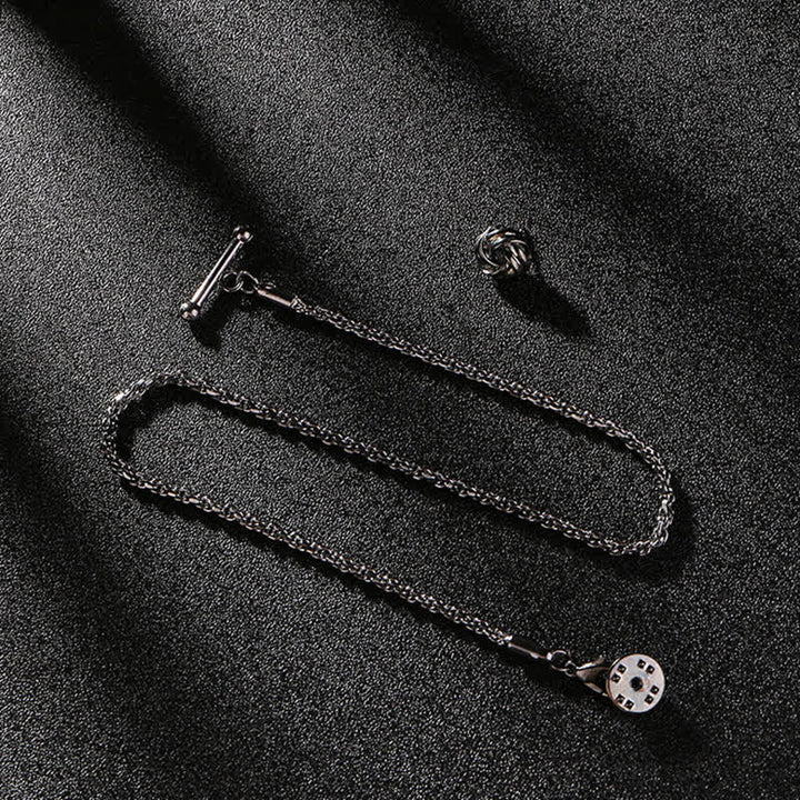 Spilla da uomo con catena pendente a forma di bavero per smoking e camicia - Nodo fortunato - Grigio - image 10