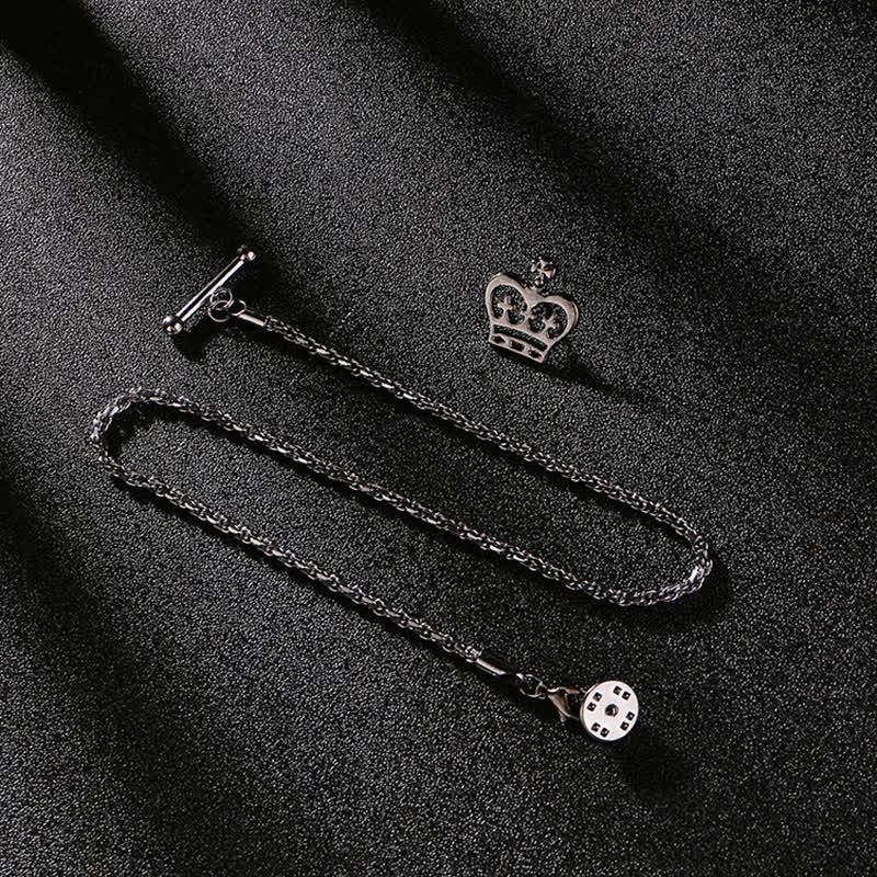 Spilla da uomo con catena pendente a forma di bavero per smoking e camicia - Corona - Grigio - image 6