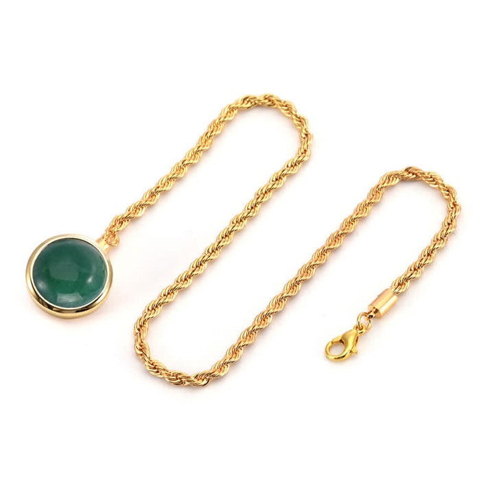 Spilla da uomo classica con catena da bavero in pietra preziosa naturale e catena pendente - Verde e oro - image 9