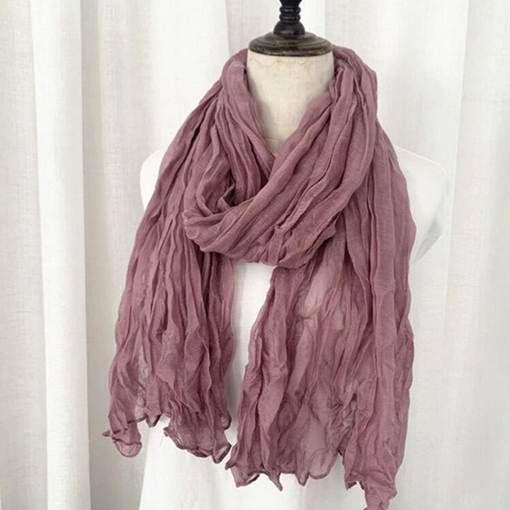 Sciarpa sottile in lino e cotone tinta unita retrò da donna - Rosa scuro - image 15