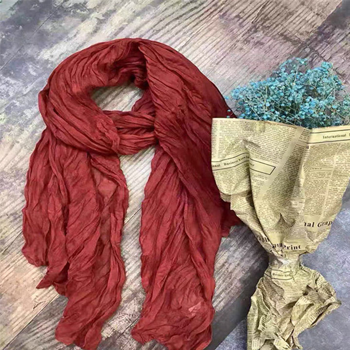 Sciarpa sottile in lino e cotone tinta unita retrò da donna - Rosso - image 12