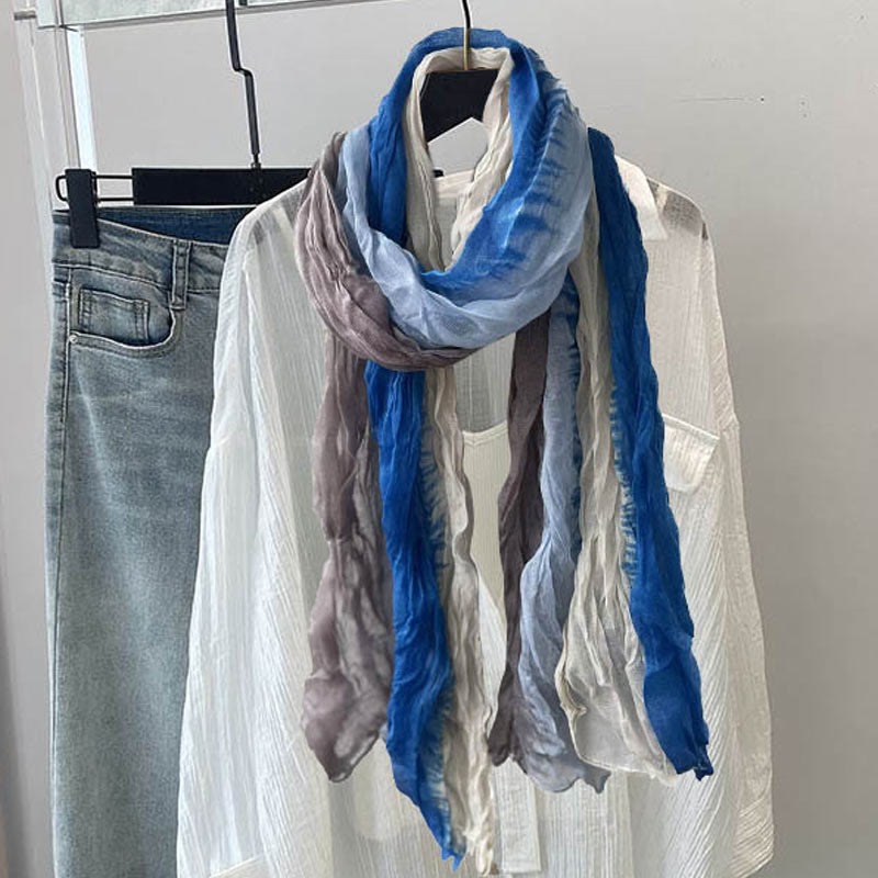 Sciarpa sottile da donna in tinta unita sfumata - Blu Beige Grigio - image 23