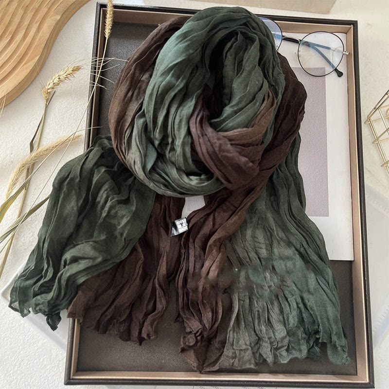 Sciarpa sottile da donna in tinta unita sfumata - Caffè verde - image 5