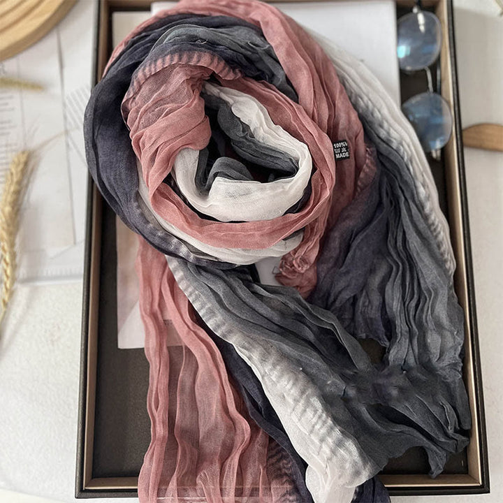 Sciarpa sottile da donna in tinta unita sfumata - Grigio Rosa Bianco - image 11