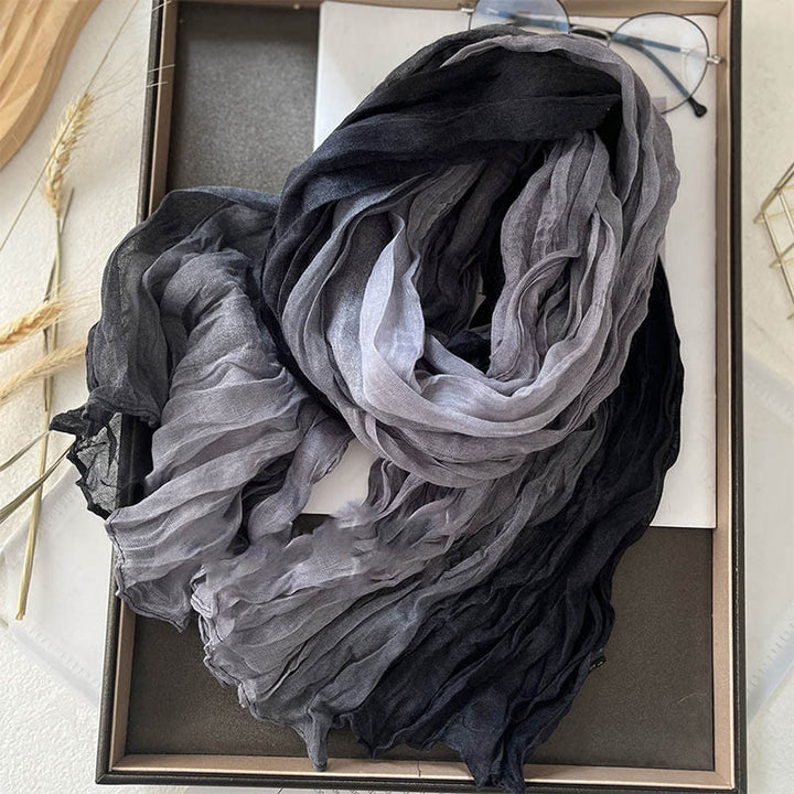 Sciarpa sottile da donna in tinta unita sfumata - Grigio Nero - image 2