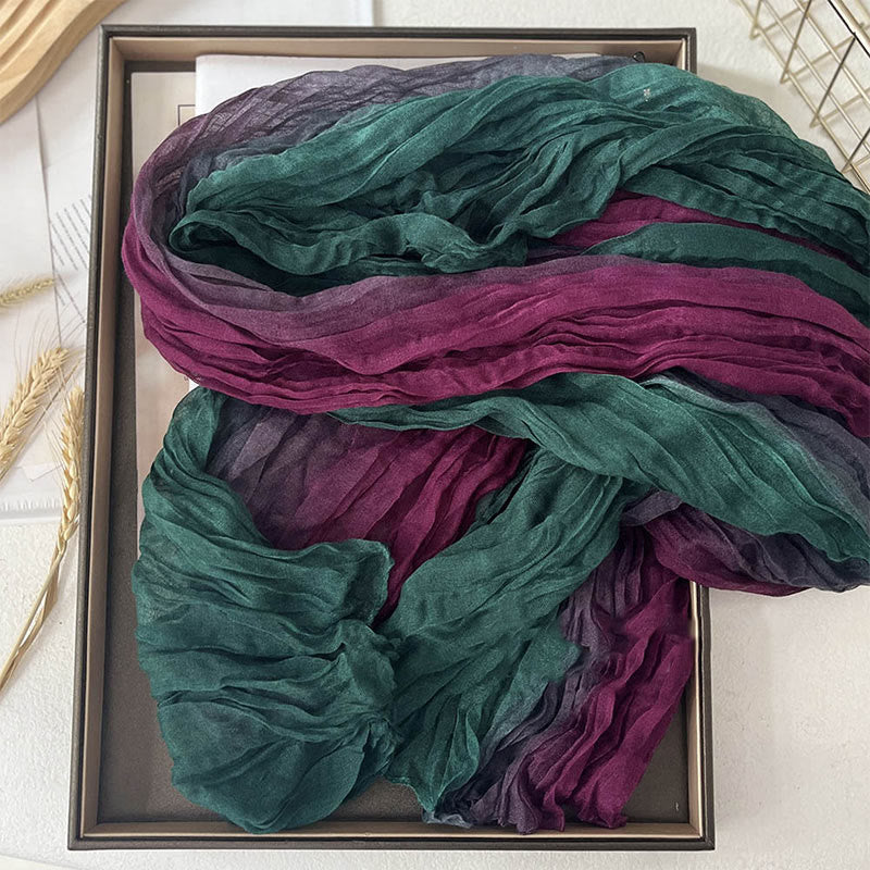 Sciarpa sottile da donna in tinta unita sfumata - Verde Rosso - image 10