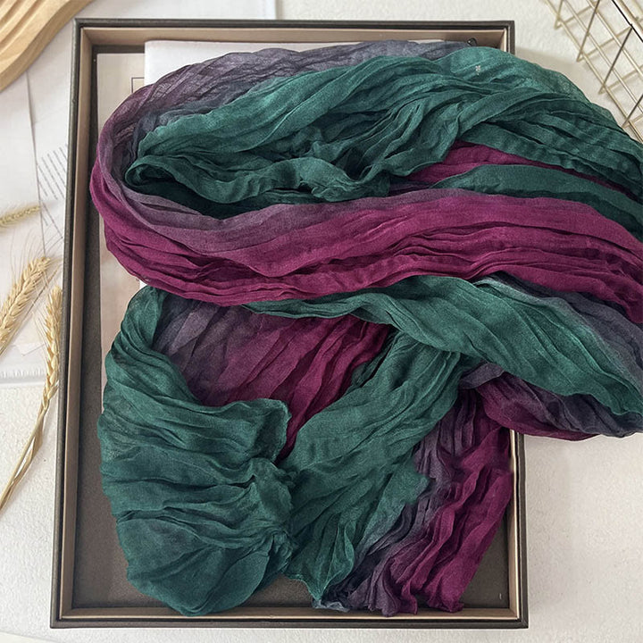 Sciarpa sottile da donna in tinta unita sfumata - Verde Rosso - image 10