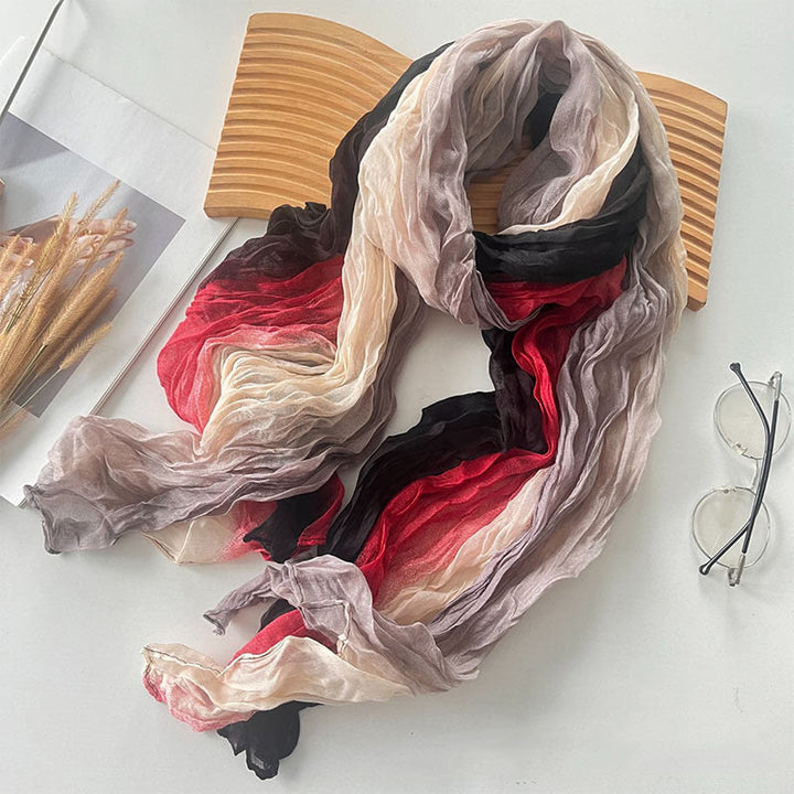 Sciarpa sottile da donna in tinta unita sfumata - Rosso Nero Grigio - image 27