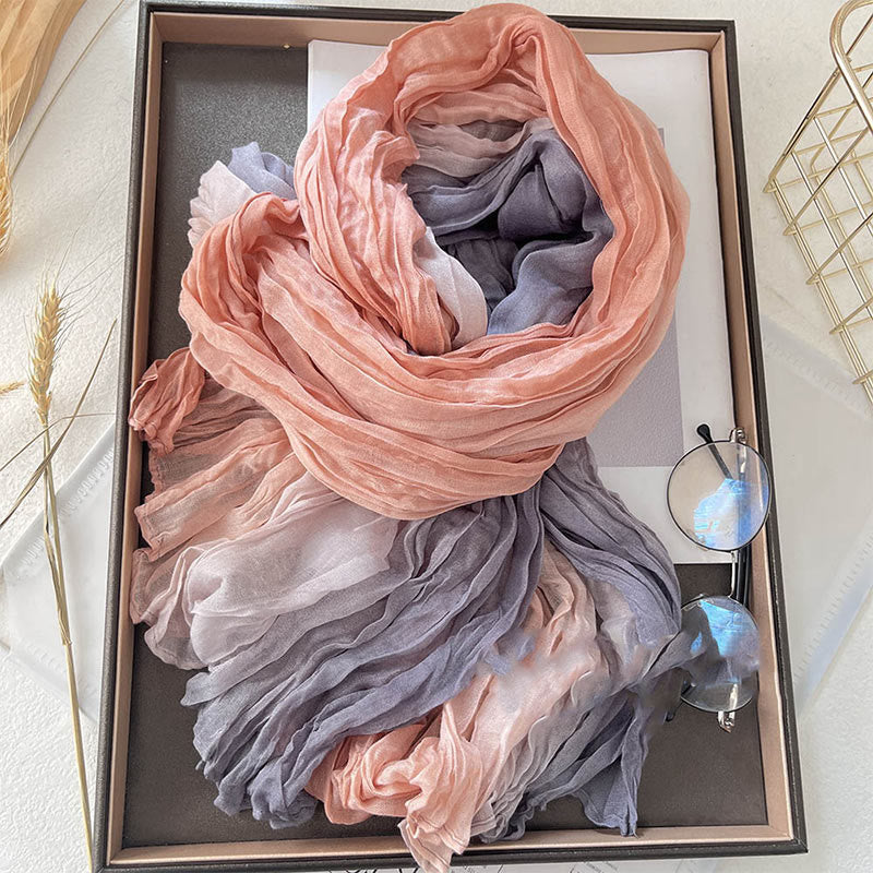 Sciarpa sottile da donna in tinta unita sfumata - Grigio Rosa - image 3