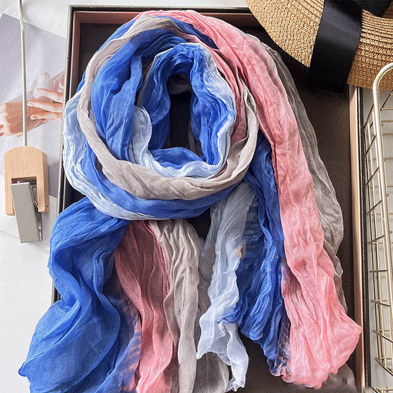 Sciarpa sottile da donna in tinta unita sfumata - Blu Rosa - image 24