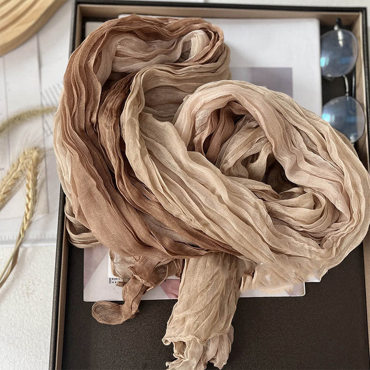 Sciarpa sottile da donna in tinta unita sfumata - Cammello beige - image 12