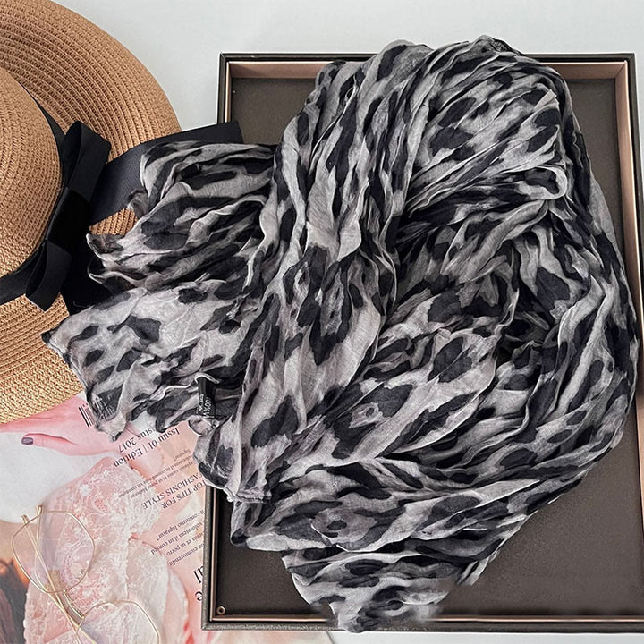 Sciarpa sottile da donna in tinta unita sfumata - Grigio leopardo - image 19