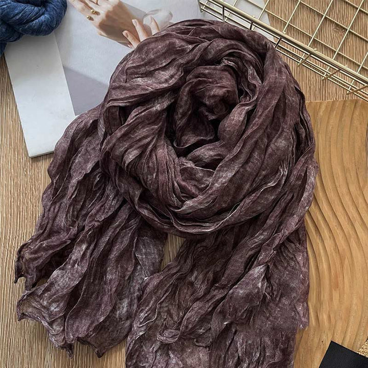 Sciarpa sottile da donna con motivo tie-dye retrò - Marrone - image 12