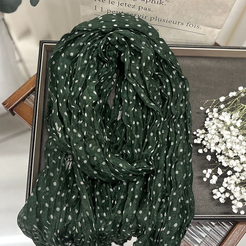 Sciarpa sottile arricciata a pois retrò da donna - Fiore verde - image 6