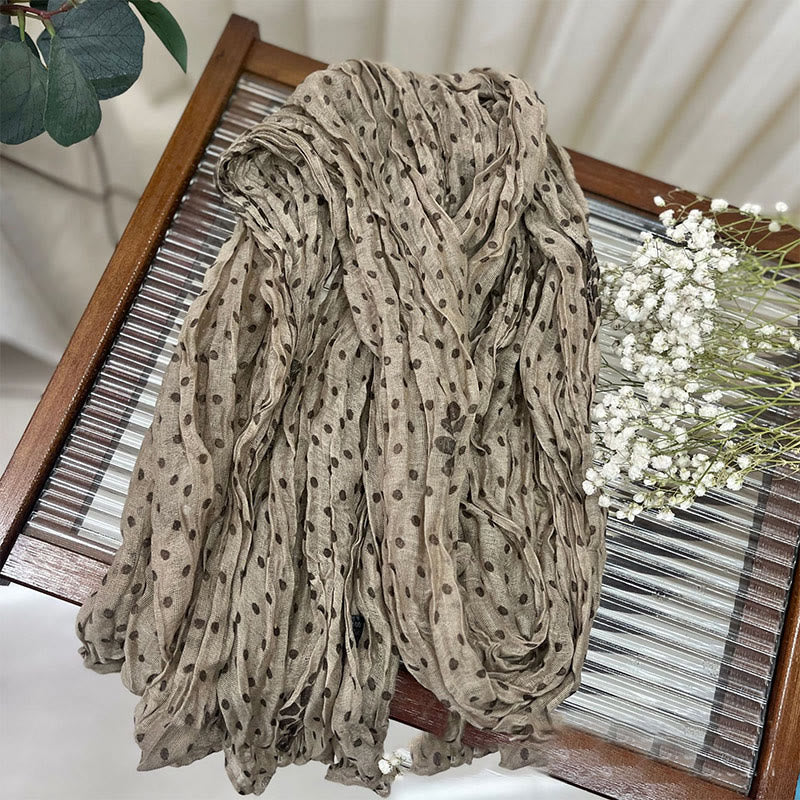 Sciarpa sottile arricciata a pois retrò da donna - Fiore di cammello - image 11