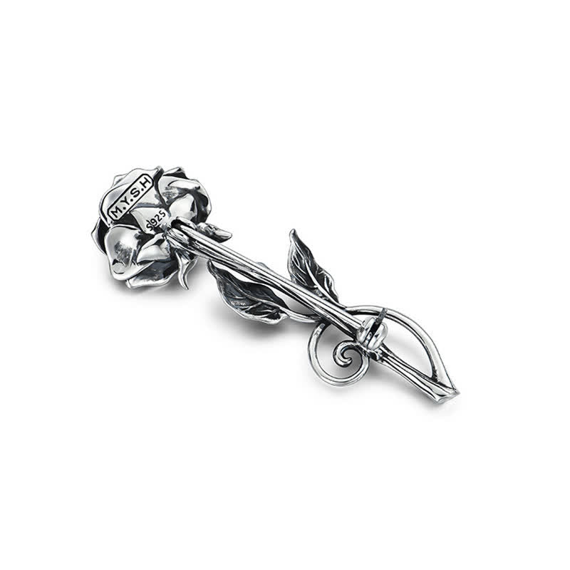 Spilla da uomo romantica con rosa in argento 3D - image 5