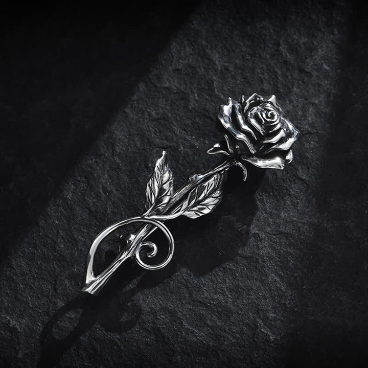 Spilla da uomo romantica con rosa in argento 3D - image 2