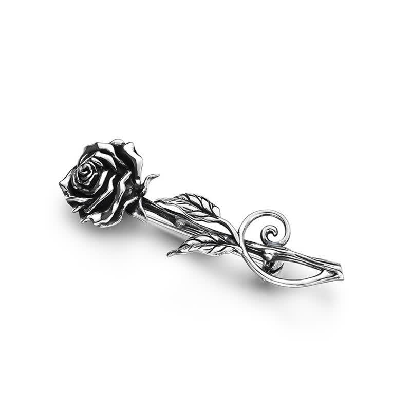 Spilla da uomo romantica con rosa in argento 3D - image 4