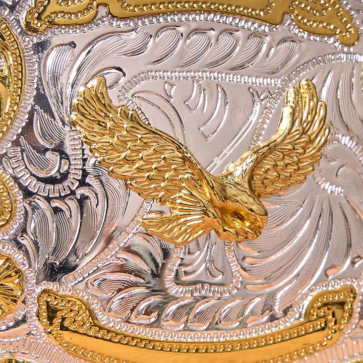 Cintura in pelle con fibbia da cowboy western fai da te con aquila volante dorata - image 3