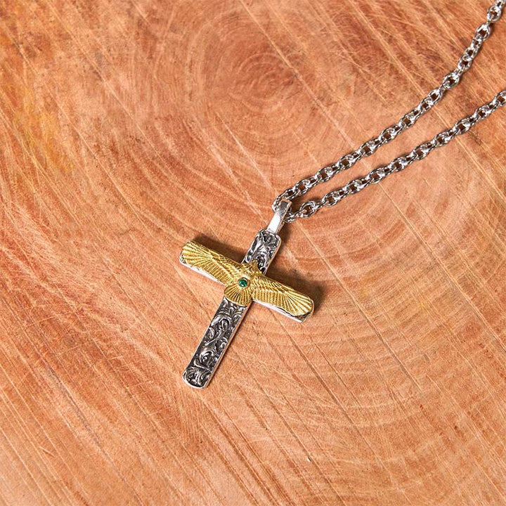 Set di cintura con fibbia fai da te con coltello nascosto e collana con croce d'aquila - image 3