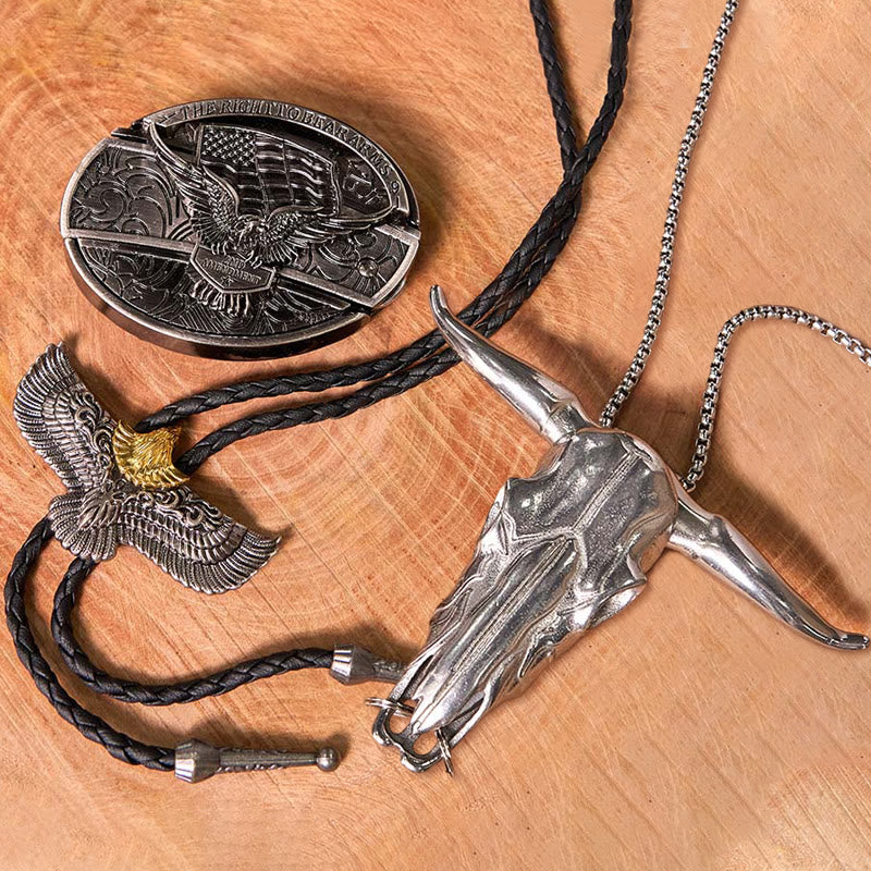 Fibbia per cintura fai da te con coltello nascosto e bandiera dell'aquila con set di cravatta bolo con aquila - Bandiera dell'Aquila - Senza cintura - Cintura non inclusa - image 1