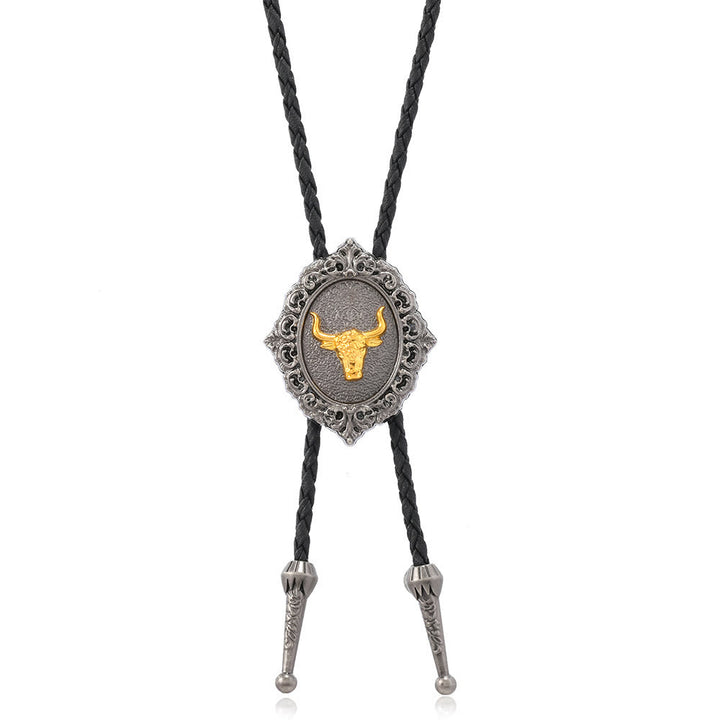 Cravatta Bolo Western Cowboy Gold Longhorn's Head - image 3