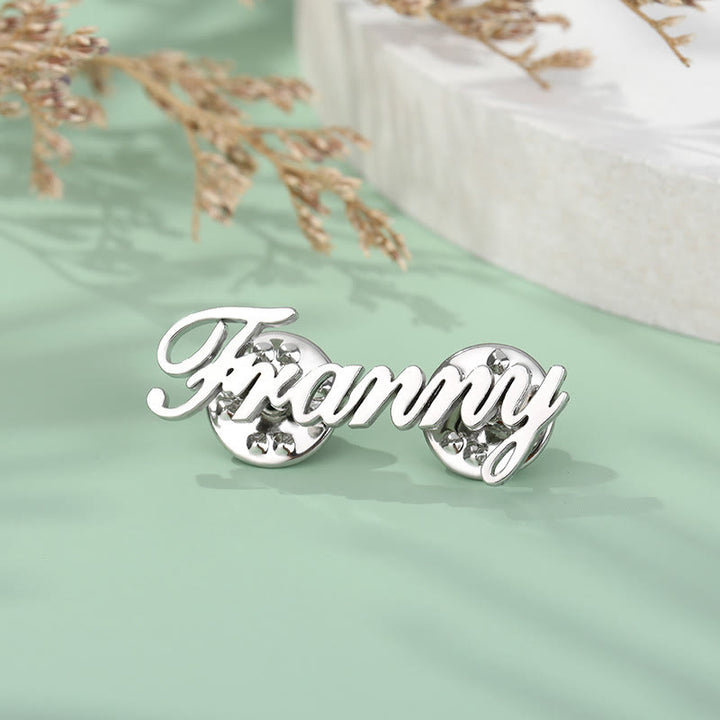 Spilla personalizzata con il tuo nome in acciaio inossidabile, accessori per abiti - Argento - image 0
