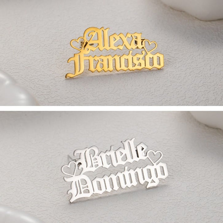 Spilla personalizzata con due nomi in acciaio inossidabile, accessori per abiti - image 3