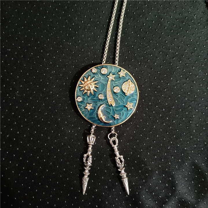 Cravatta Bolo vintage con sole, luna, universo e strass - #03 - image 2