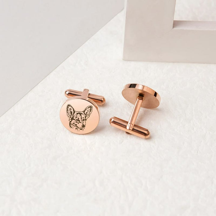 1 paio di copri bottoni con ritratto di animali domestici personalizzati, set di gemelli - Oro rosa - image 8