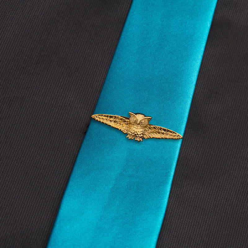 Fermacravatta a forma di gufo volante in oro per abbigliamento maschile - image 3