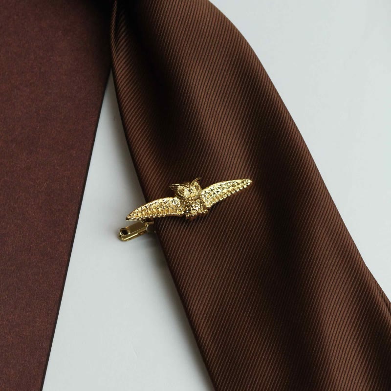 Fermacravatta a forma di gufo volante in oro per abbigliamento maschile - image 2