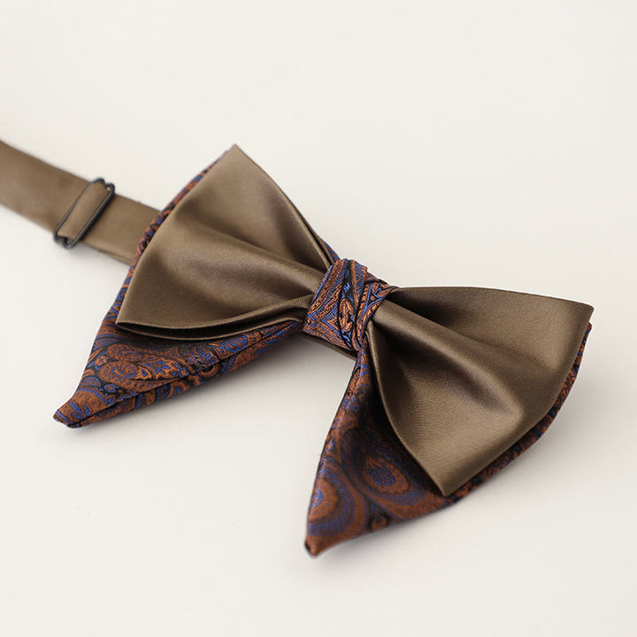 Papillon in raso regolabile a due strati con motivo Paisley oversize - Stile n. 4 - image 6