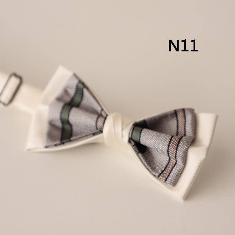Papillon con cinturino regolabile in raso a due strati con motivo beige - Stile n. 11 - image 12