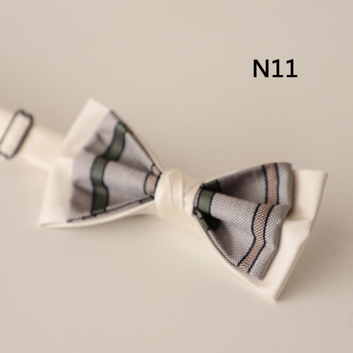 Papillon con cinturino regolabile in raso a due strati con motivo beige - Stile n. 11 - image 12