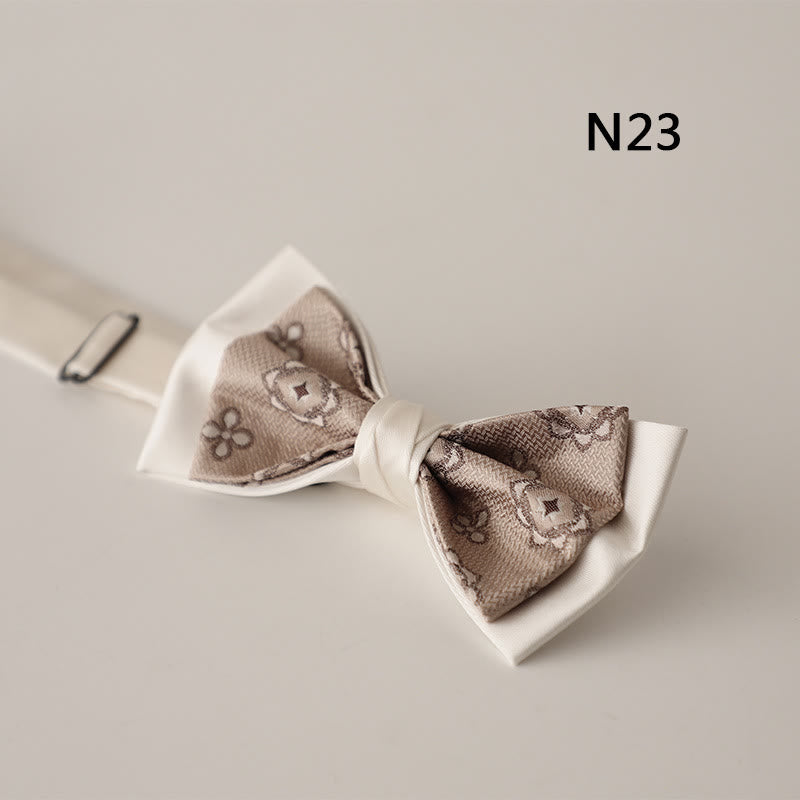 Papillon con cinturino regolabile in raso a due strati con motivo beige - Stile #23 - image 24