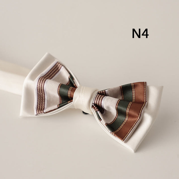 Papillon con cinturino regolabile in raso a due strati con motivo beige - Stile n. 4 - image 6