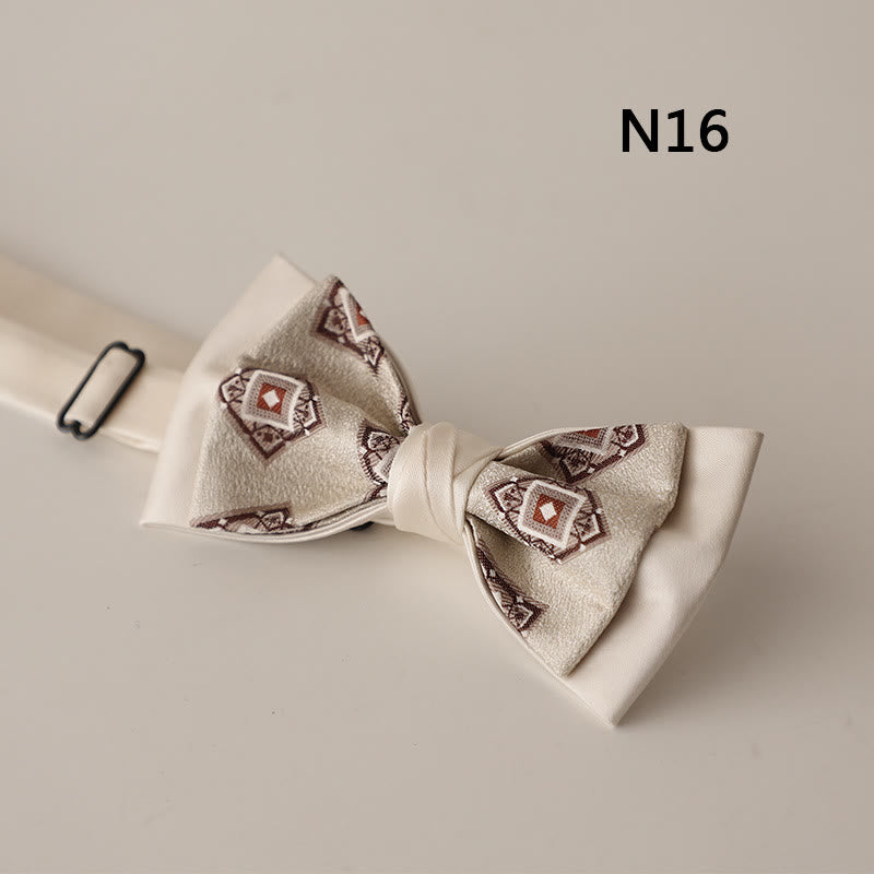 Papillon con cinturino regolabile in raso a due strati con motivo beige - Stile n. 16 - image 17