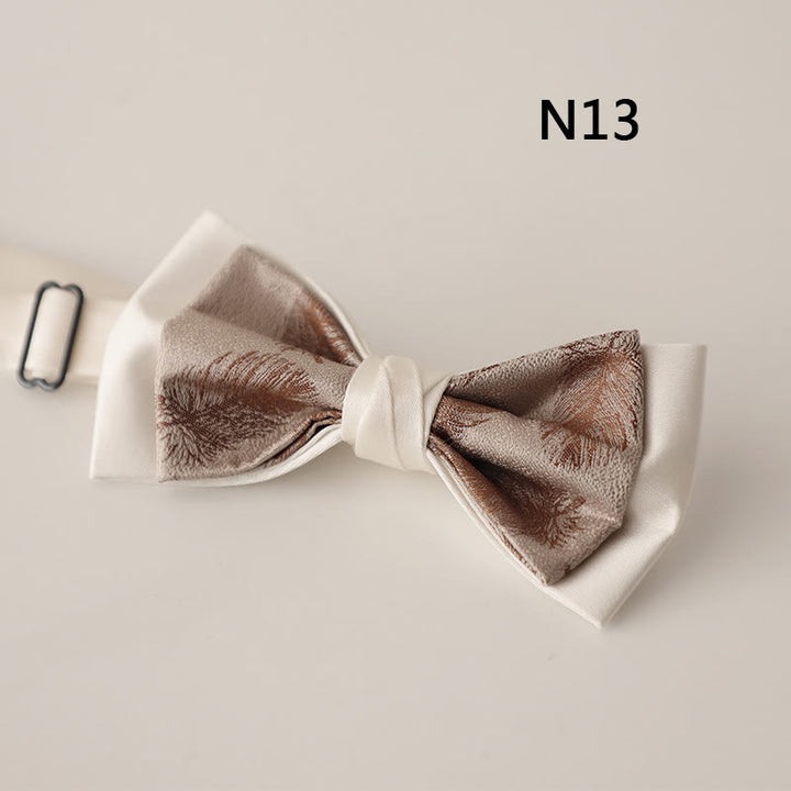 Papillon con cinturino regolabile in raso a due strati con motivo beige - Stile n. 13 - image 14