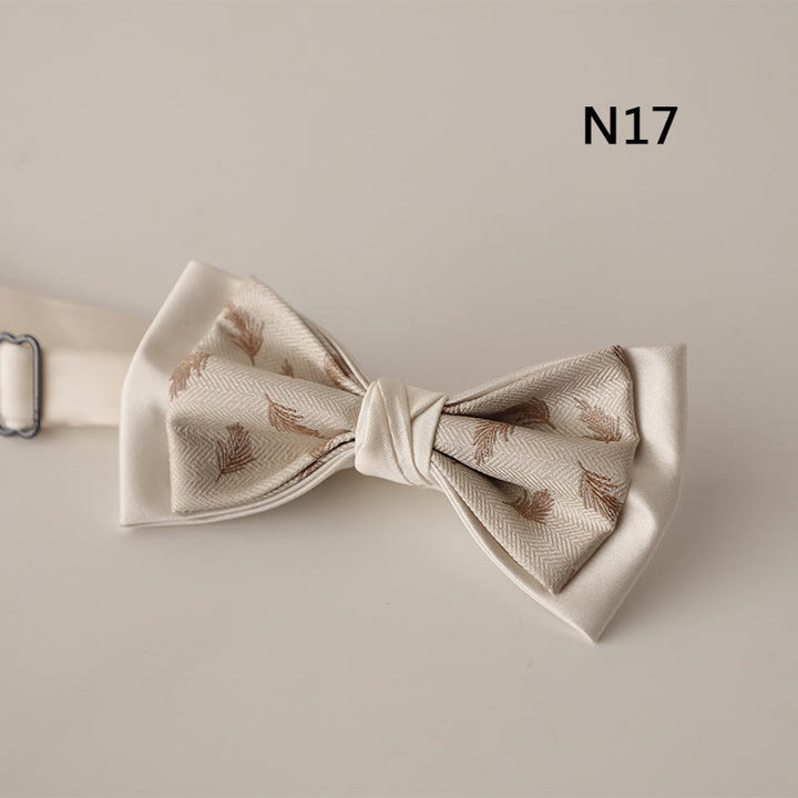 Papillon con cinturino regolabile in raso a due strati con motivo beige - Stile #17 - image 18