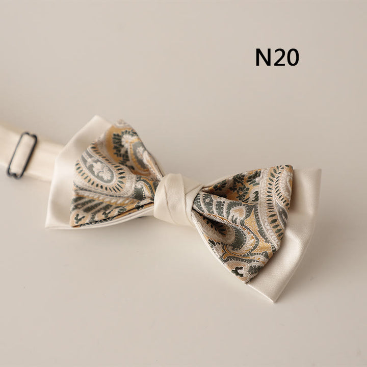 Papillon con cinturino regolabile in raso a due strati con motivo beige - Stile #20 - image 21