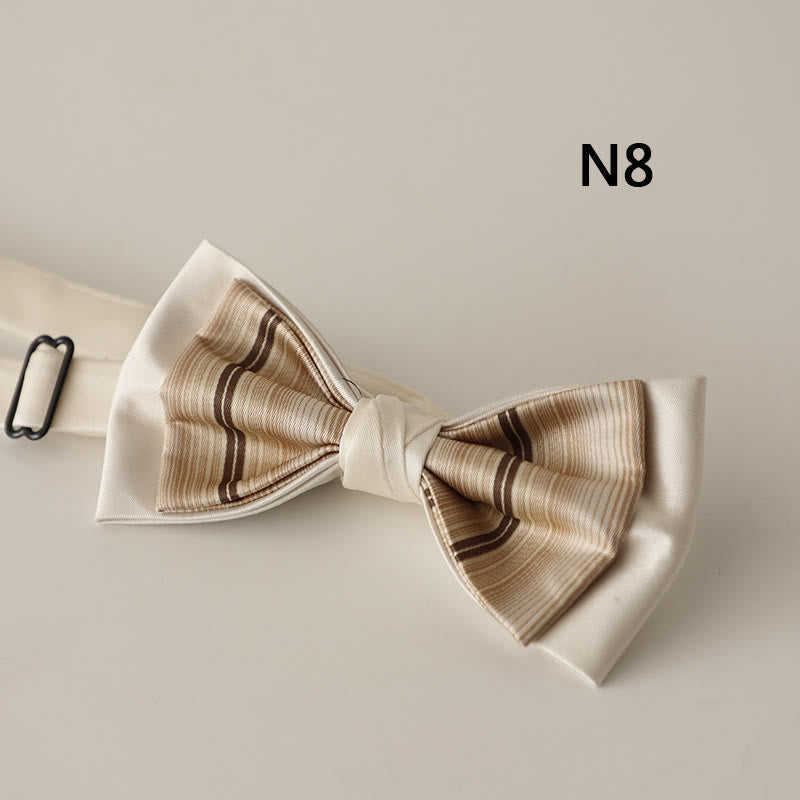 Papillon con cinturino regolabile in raso a due strati con motivo beige - Stile n. 8 - image 9
